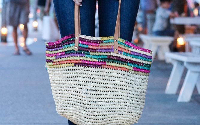 Straw Colorful Tote Beach Bag