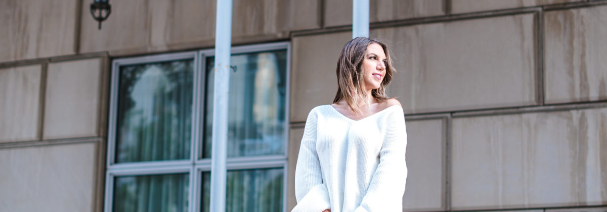 Topshop Lattice Back White Ivory Bell Sleeve Sweater Rag and Bone High Waist Jeans Tory Burch Frieda Satchel