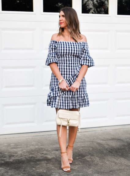 How to Shop Shein: Gingham Ruffle Off The Shoulder Dress