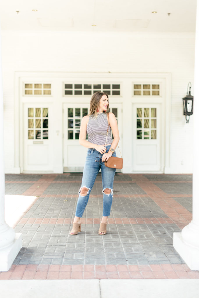 Levi's high waisted distressed jeans
