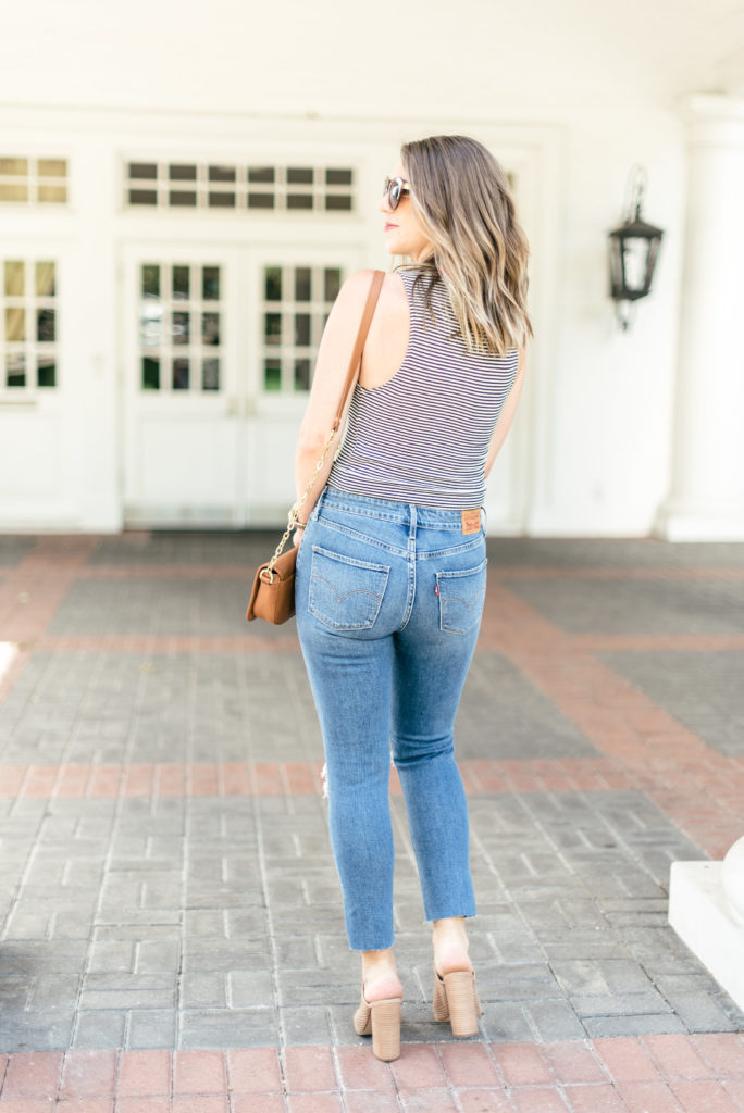 Levi's high waisted distressed jeans