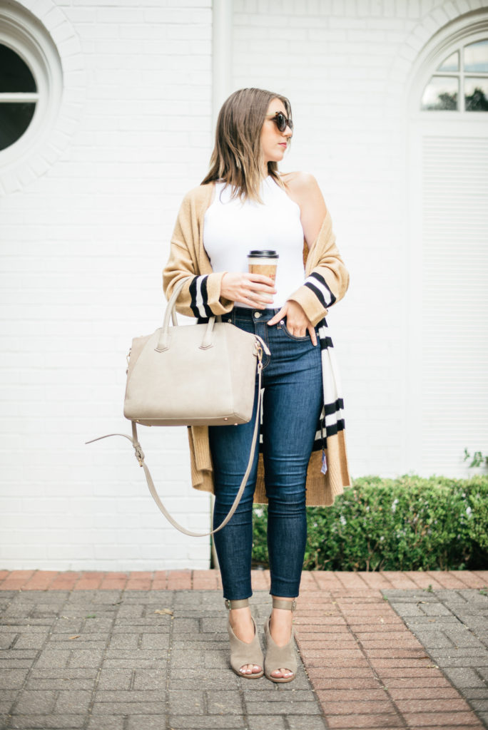 Topshop tan striped colorblock cardigan #NSale