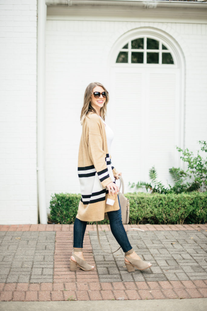 Topshop tan striped colorblock cardigan #NSale