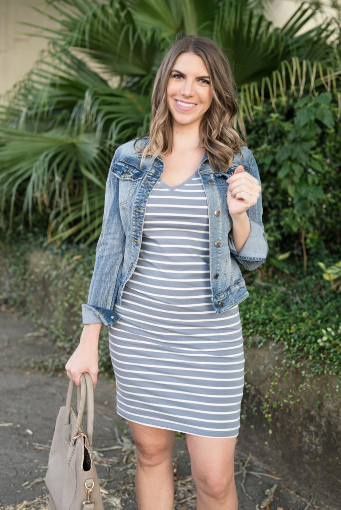 Shirt Dress With Denim Jacket