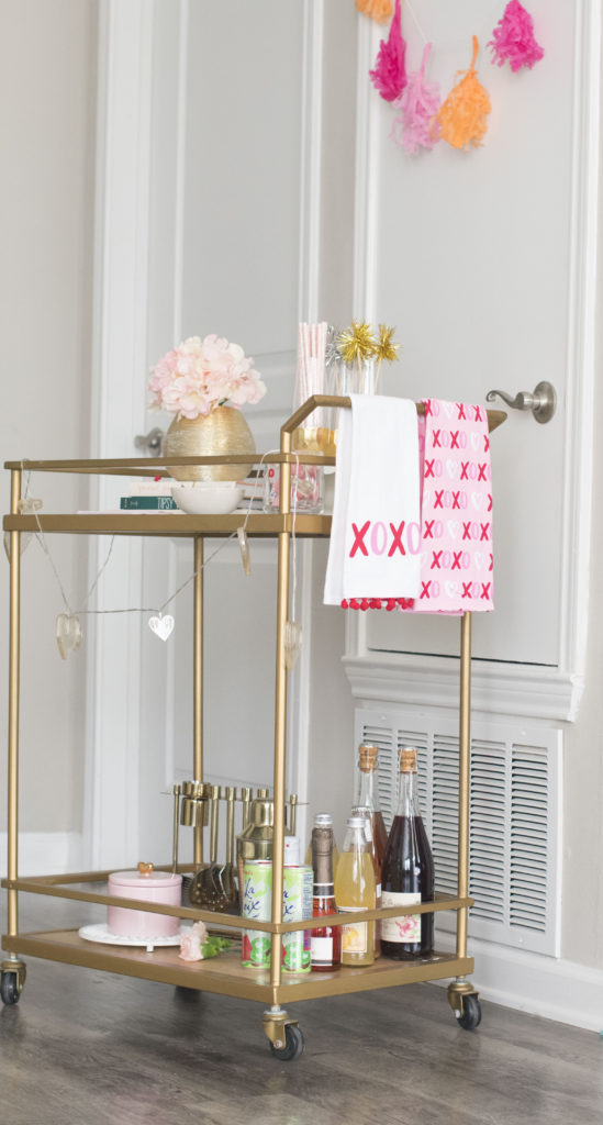 how to style a bar cart- valentine's day 1