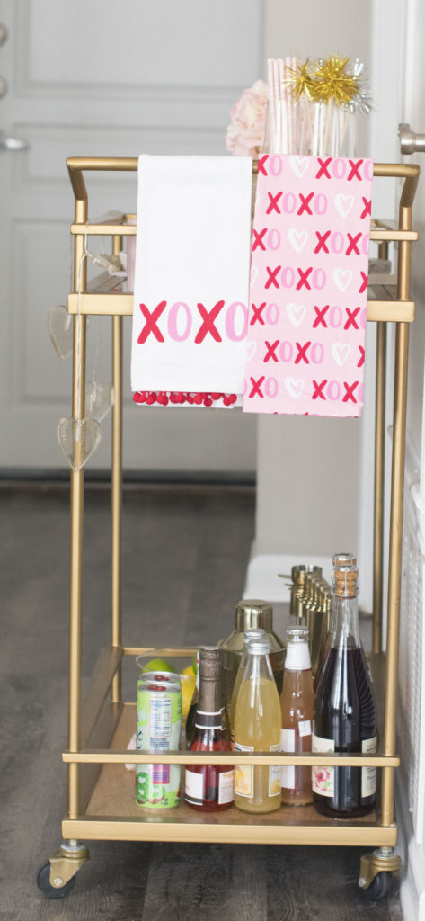 how to style a bar cart- valentine's day